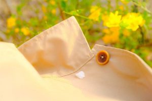 服の上に落ちた桜の花びら