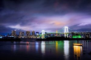 レインボーブリッジと屋形舟